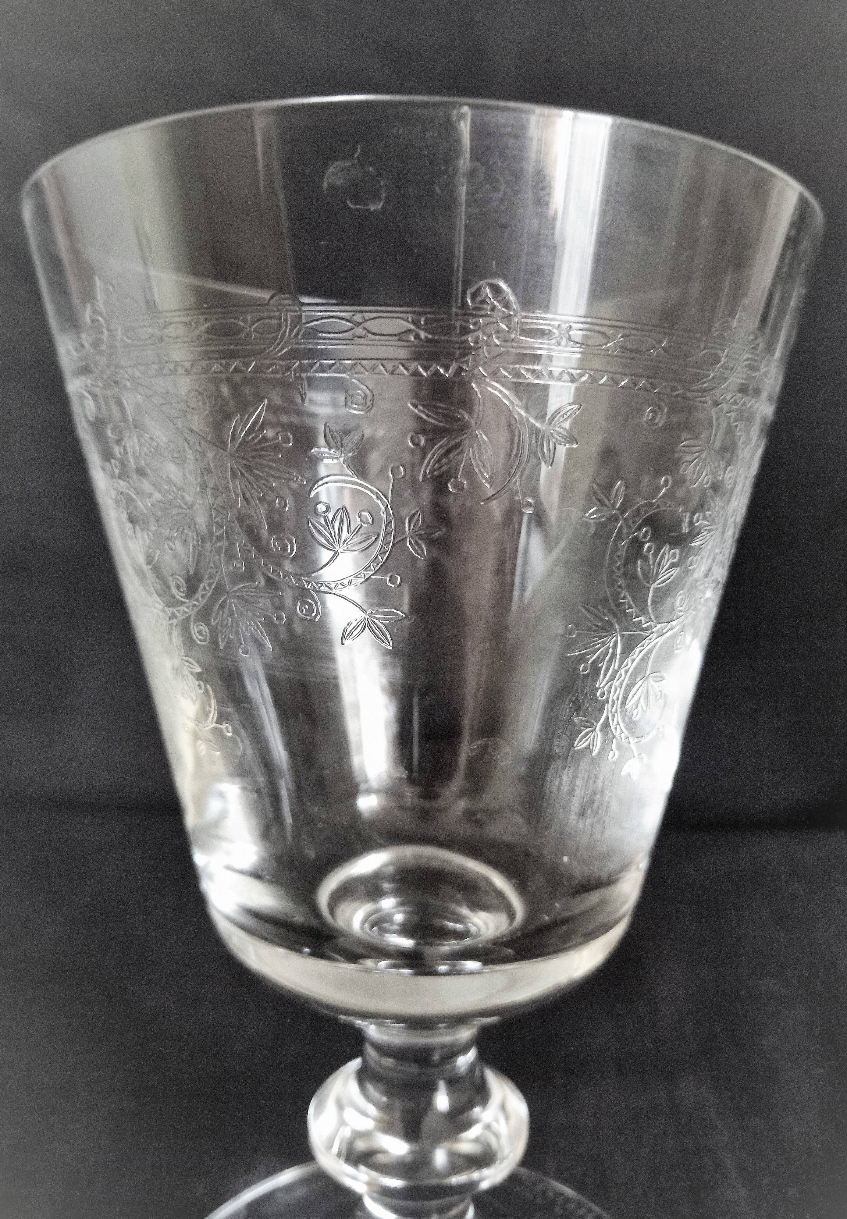 Laura Ashley Home - 6 red wine glasses in half crystal engraved