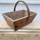 Authentic wooden crate basket with metal handle, old 1950s