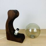 Temde Leucthen brutalist lamp from the 70s, pine and glass globe