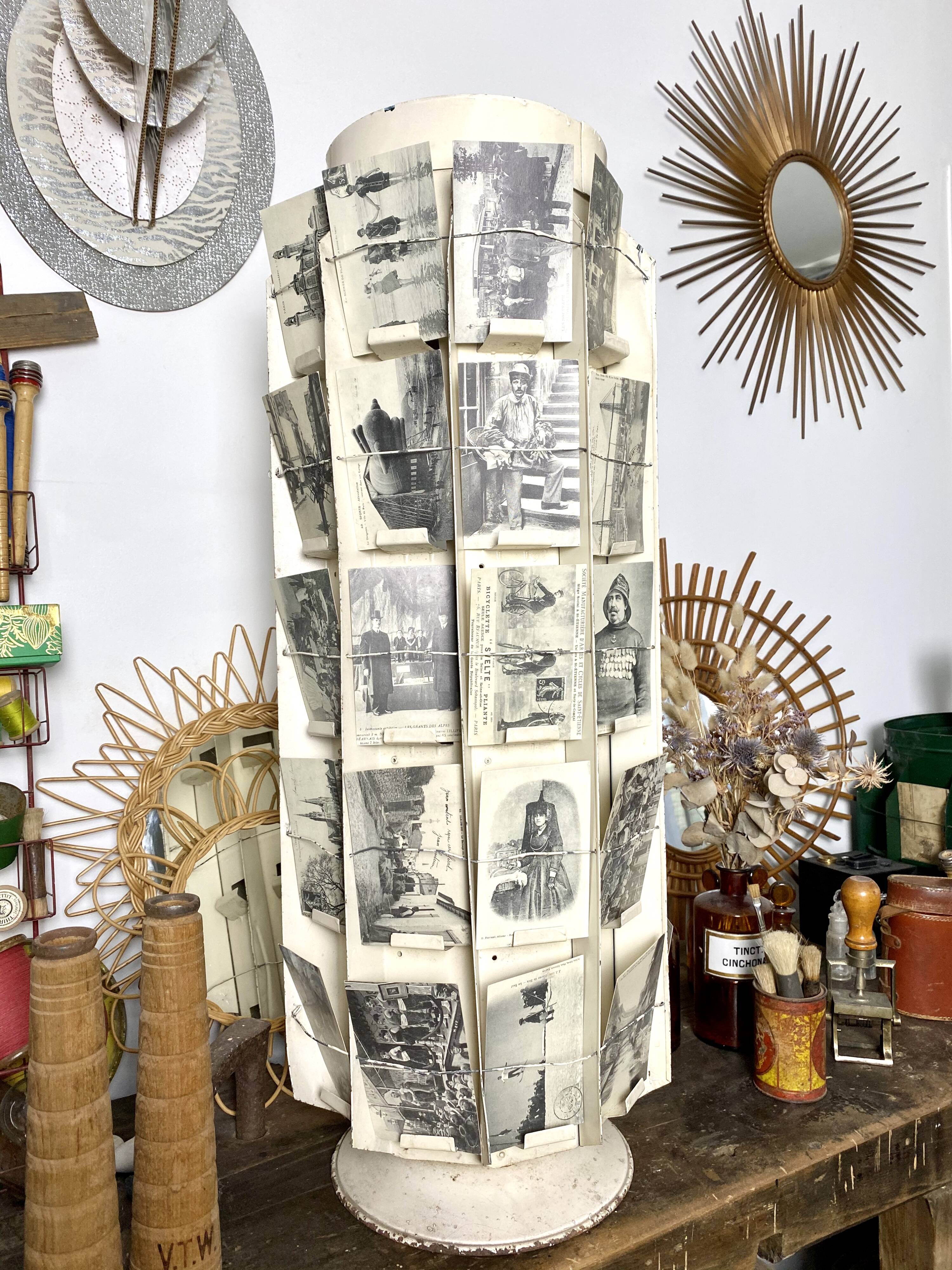 Old swirl display with seed bags