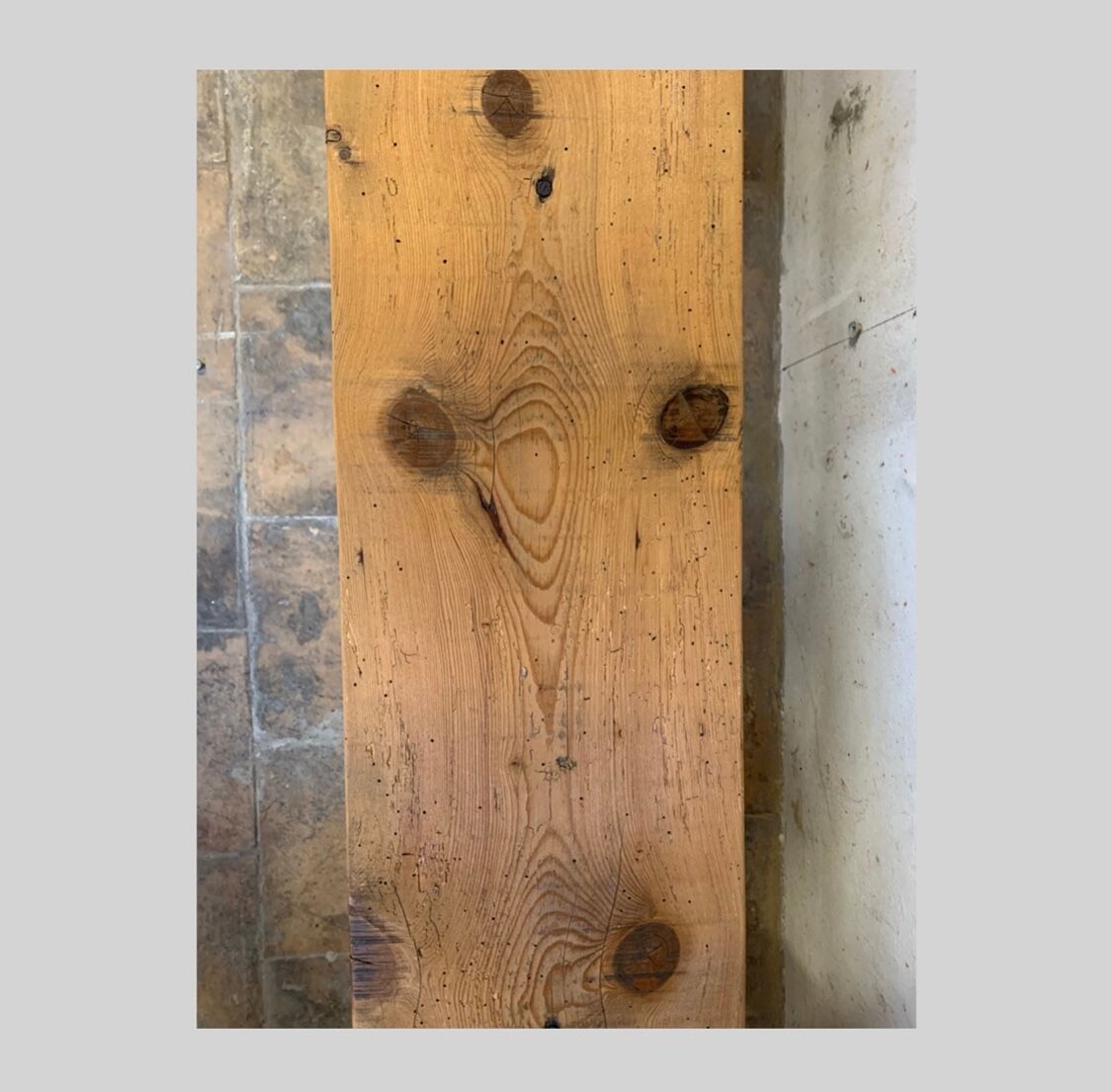 Old solid wood farmhouse bench