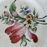 Antique Lunéville plate – floral and insect decoration – circa 1840–1860