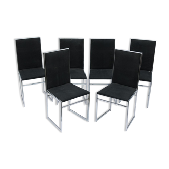Suite of 6 chrome steel chairs