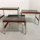 3 tables gigognes Fristho de design hollandais avec plateau en verre fumé et cadre en wengé, années 60