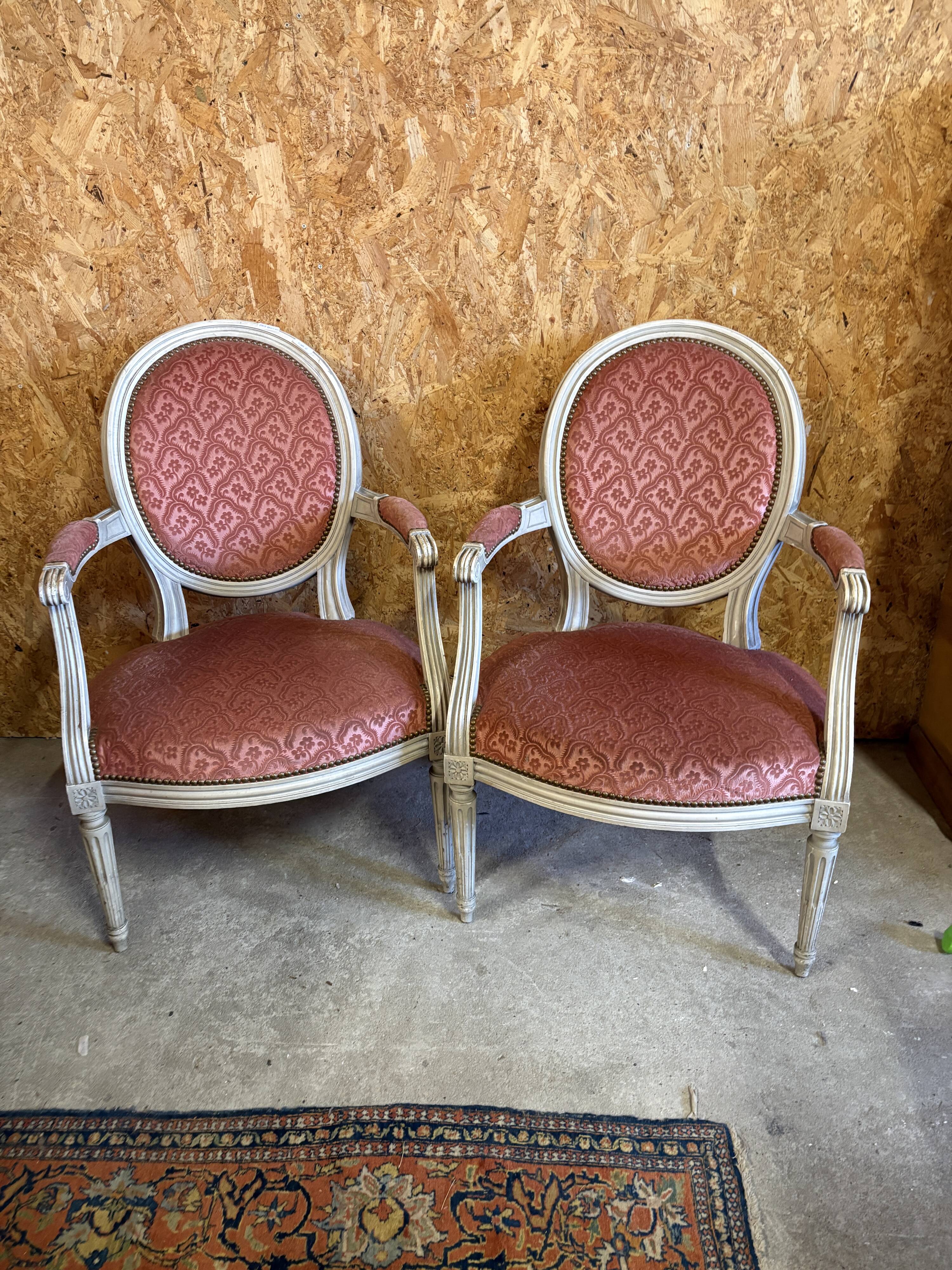 Pair of medallion armchairs