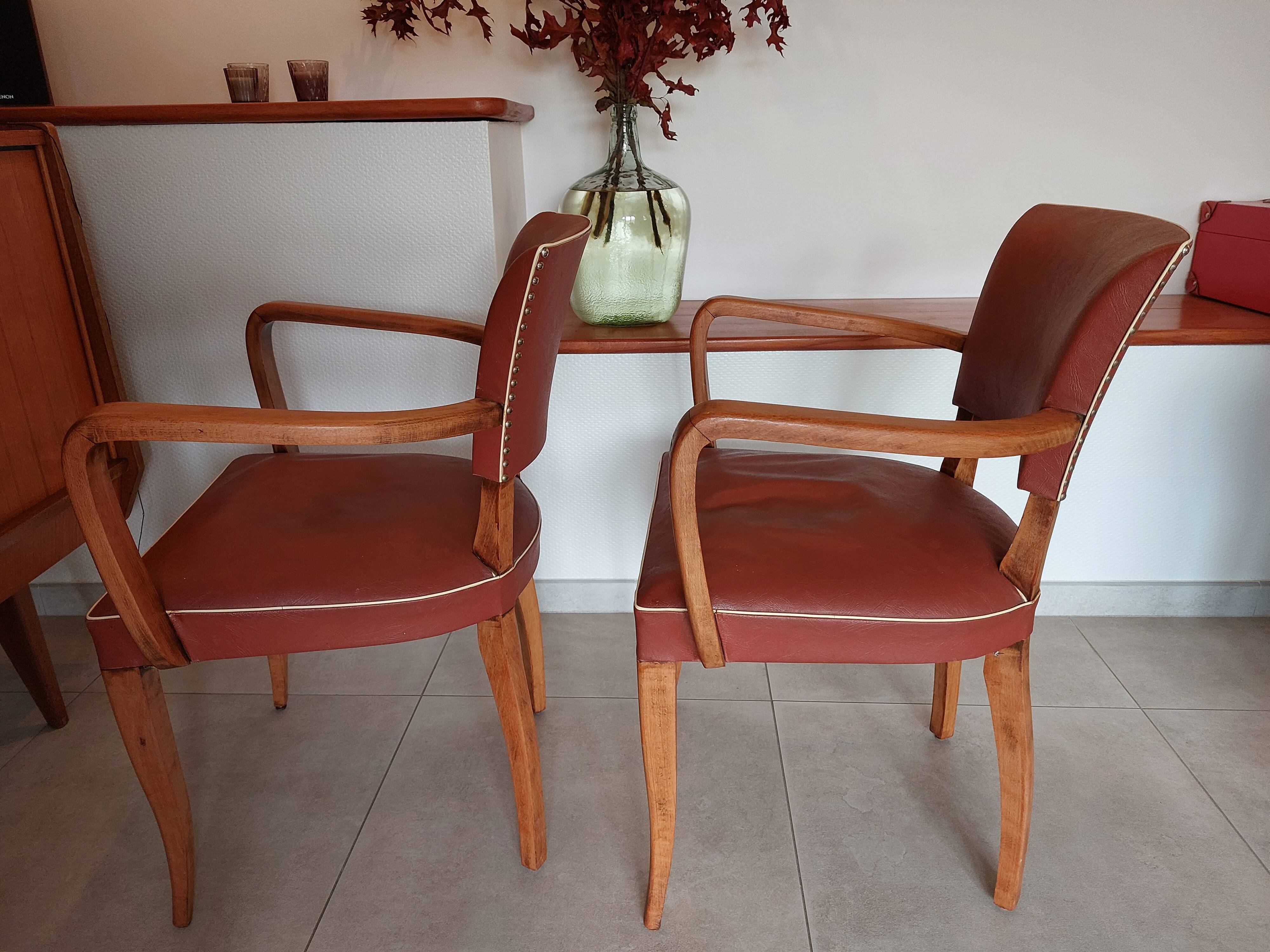 2 terra cota color bridge armchairs