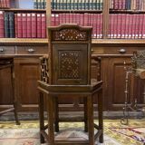 Antique Armchair with Hexagonal Wooden Seat, 1890s