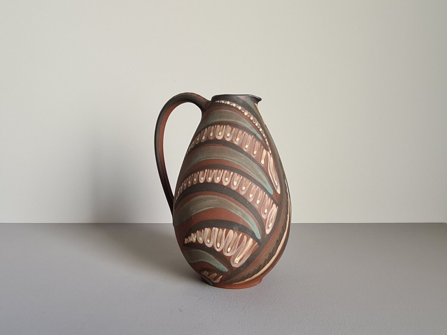 60 year pitcher / arts and crafts / collectible ceramics / vintage / signed / Mid-Century