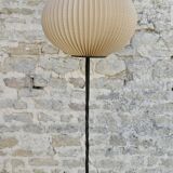 Rispal lampshade on wrought iron floor lamp base
