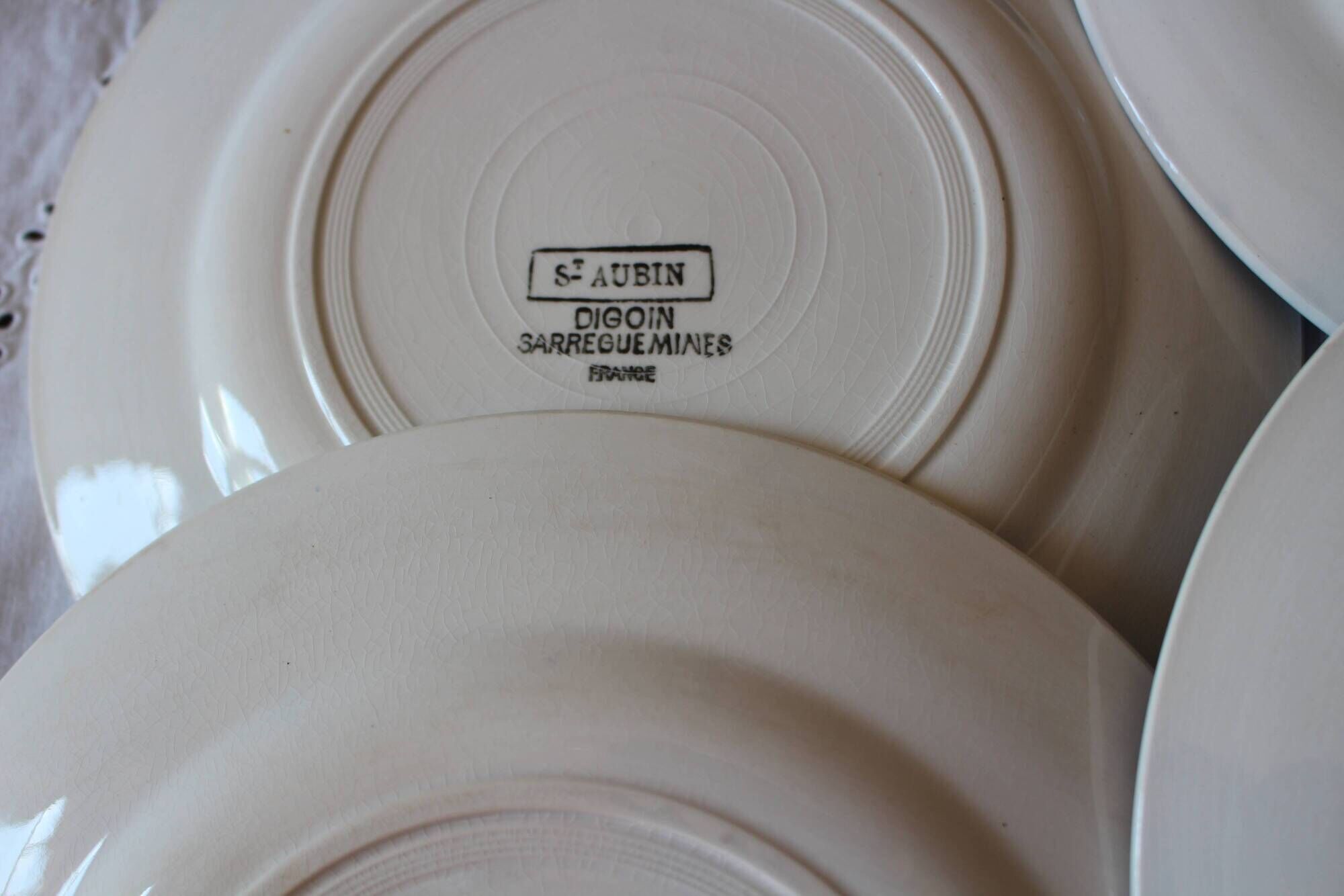 Lot 4 plates Saint Aubin Digoin Sarreguemines