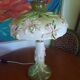 Orchid-patterned earthenware table lamp