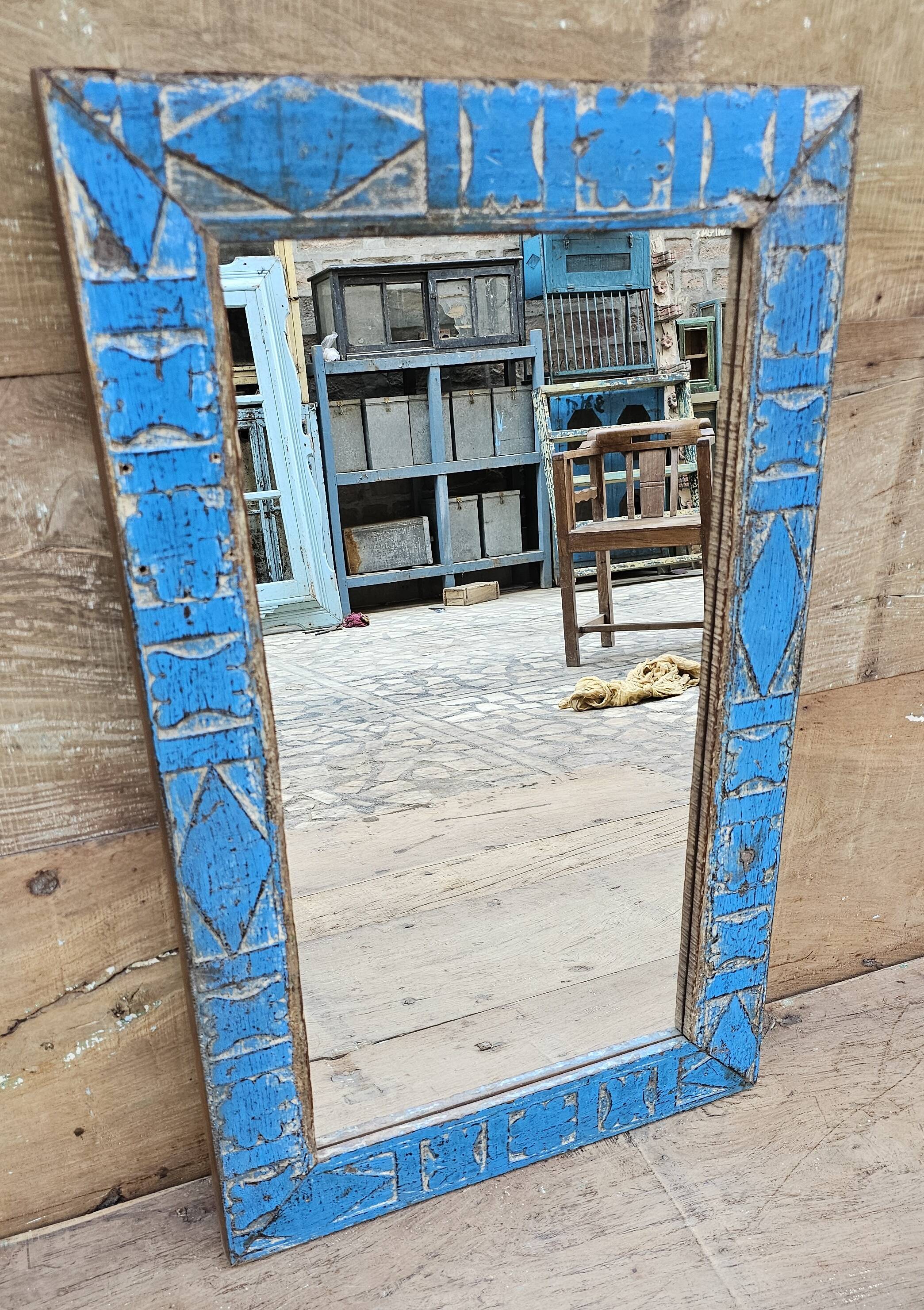 Antique Art Deco mirror in Burmese teak.