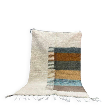 Handmade traditional pure wool beni ourain rug, size 1.4/2.6 m.