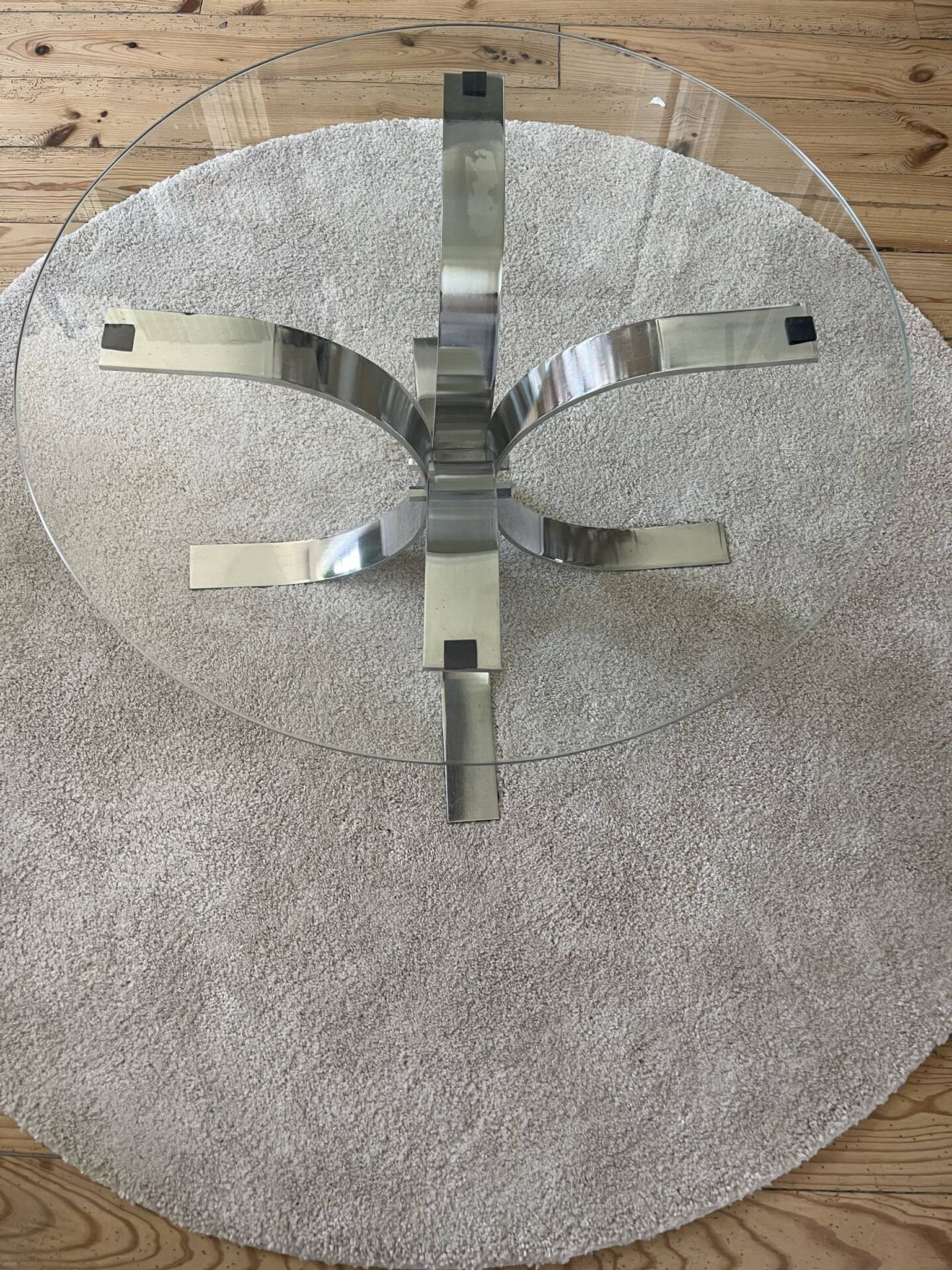 Vintage coffee table in glass and chrome