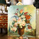 Peinture du XIXe " Bouquet de fleurs " de Boiserie