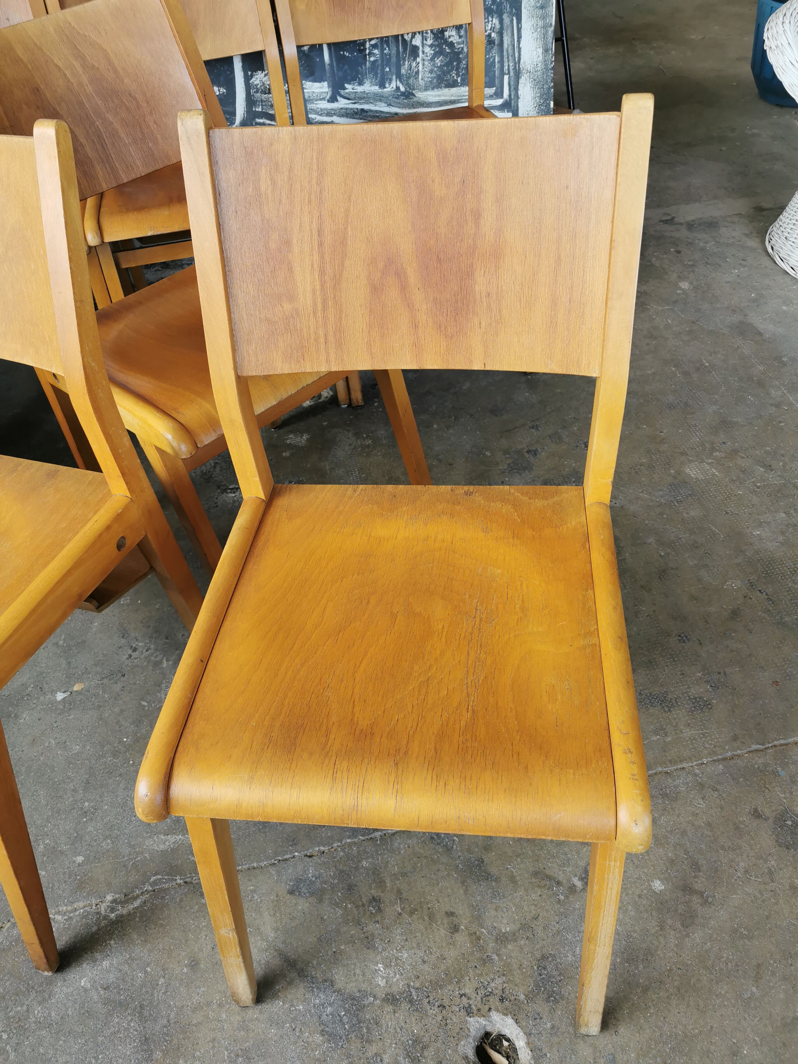 Set of 10 vintage theater chairs compass feet