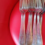 Set of 11 spoons + 8 forks in silver metal from the 1950s.