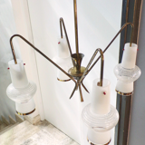 Lustre suspension scandinave, 4 feux, vintage, années 60