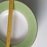 Vintage white and green deep plates stamped Arcachon.