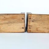 Pair of antique oak wood ball bookends