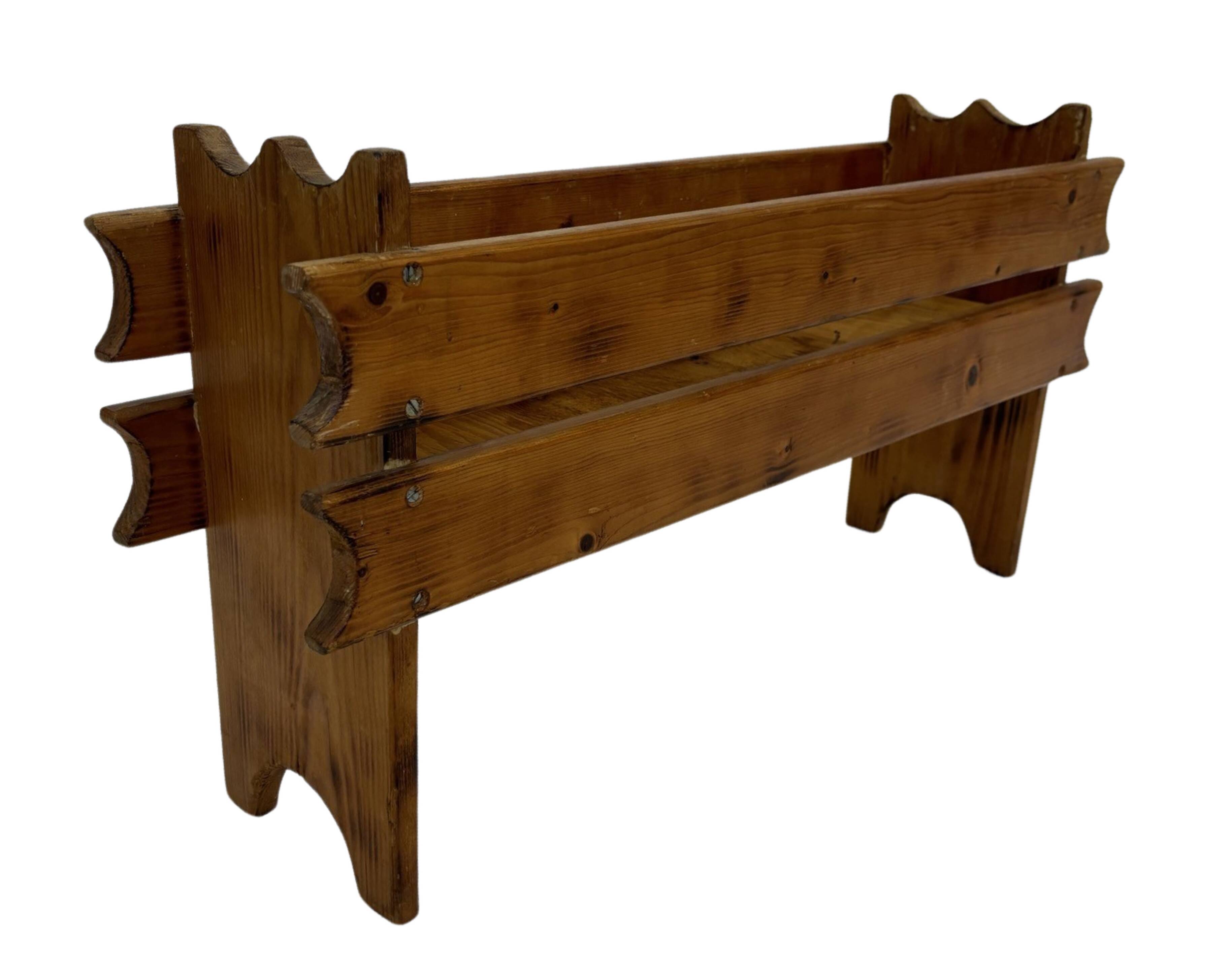 Vintage brutalist planter plant box sixties design wood