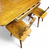 Chaises et table Cepelia Tiroler, ensemble de 5 pièces, Pologne, années 1960, marquées.