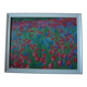Original pastel field of poppies and blueberries, circa 1970