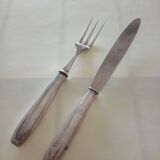 Serving cutlery in silver metal