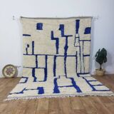 Azilal vintage rug 310x200 cm - Blue geometric patterns
