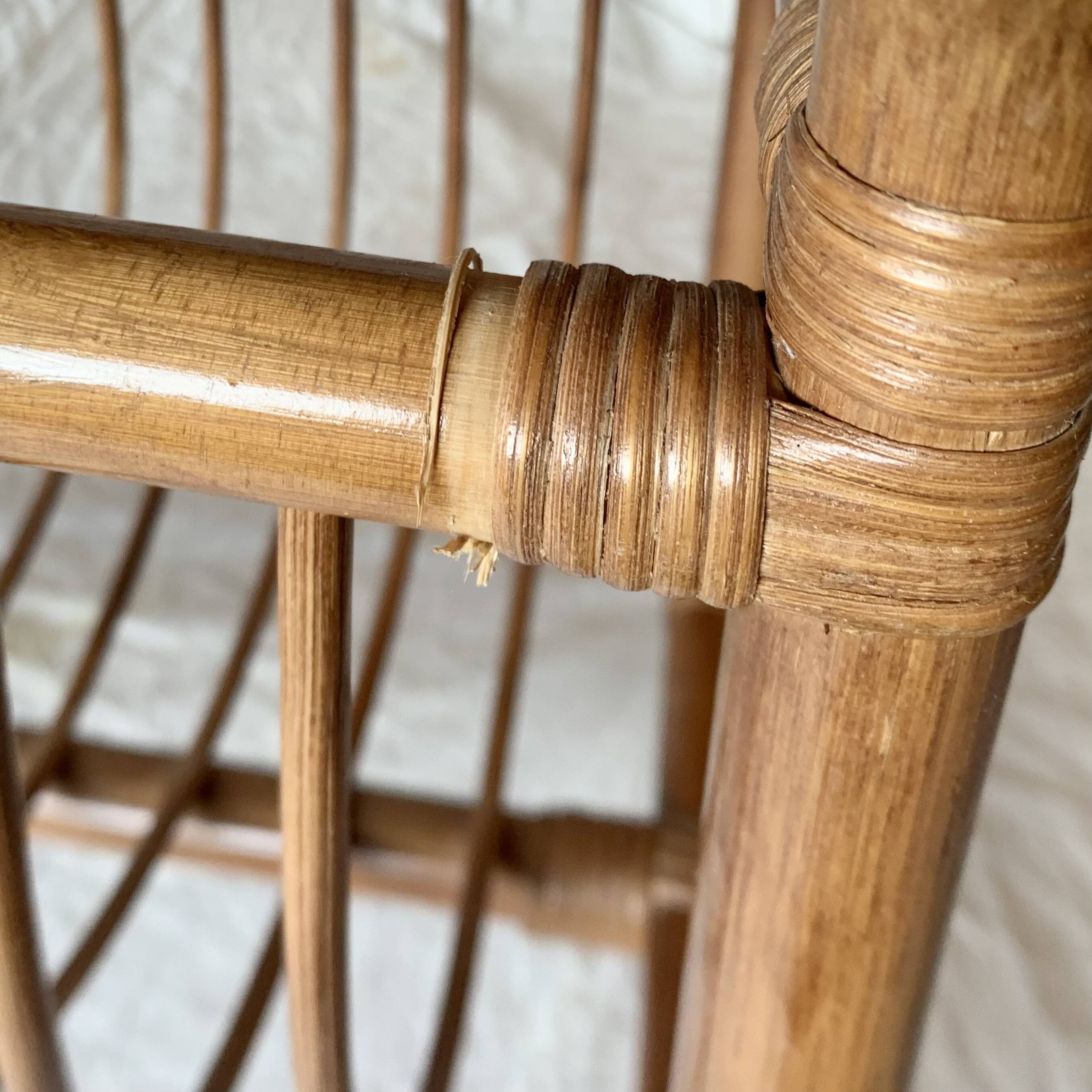 Vintage rattan and bamboo magazine rack