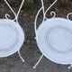Salon de jardin 1 table 3 chaises 1 fauteuil fer forgé blanc ancien