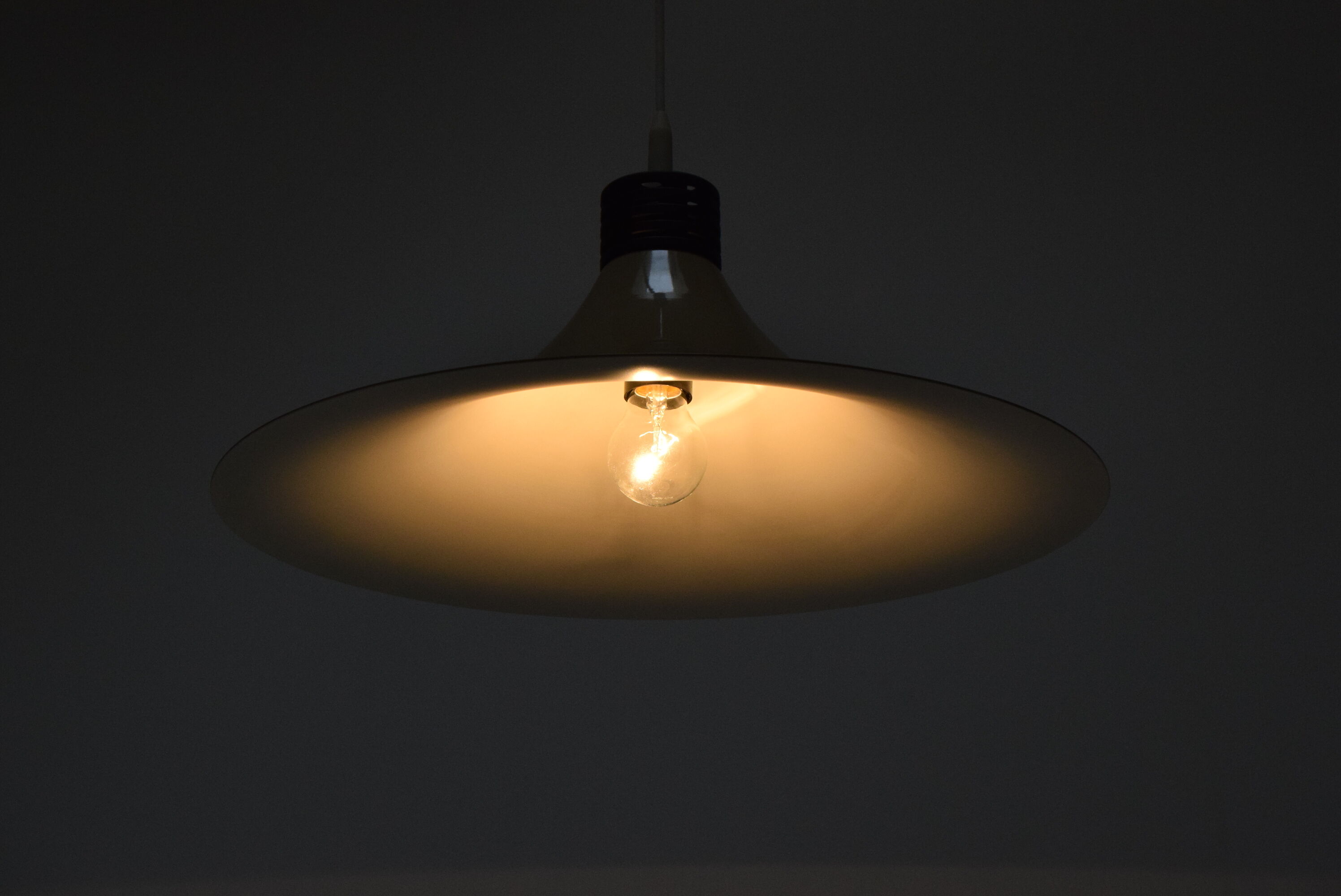 Mid-century Brown Lacquered metal Pendant circa 1980's.