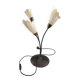 Triple flower lamp in metal and glass