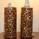 Paire de lampes de table brutalistes