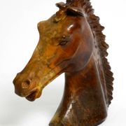 Decorative heavy lifelike 1960's horse head sculpture in brown soapstone