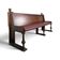 Art Deco brasserie bench in oak and bordeaux leatherette seat 220 cm