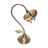 Stylized lotus flower lamp vintage brass 70s