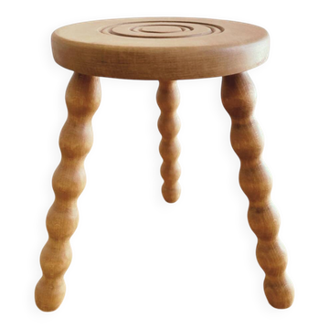 Small tripod/ bedside table/ renovated vintage stool, turned wood, year