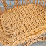 Rattan and wicker armchair 1960