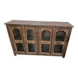 Ancien buffet vitré en teck birman