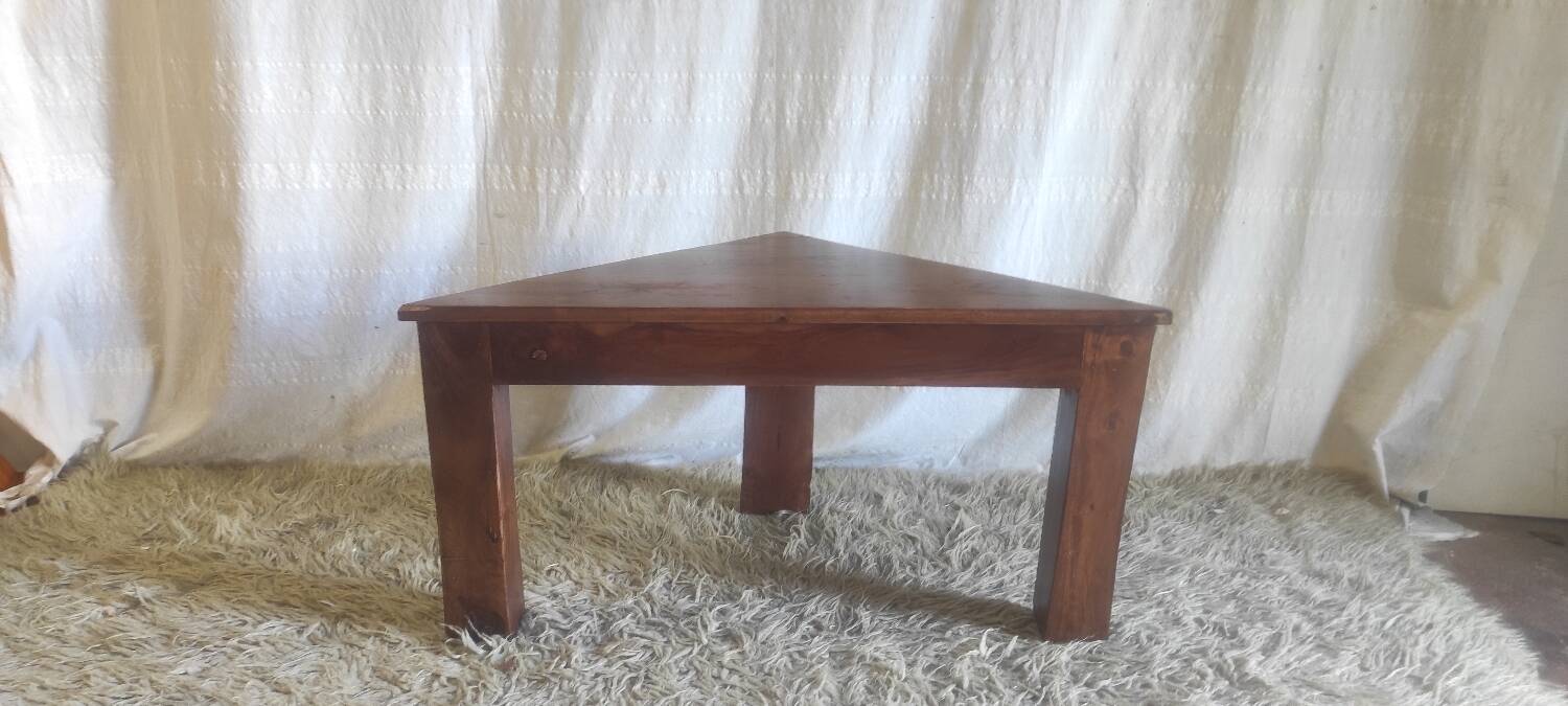 Triangular solid wood coffee table