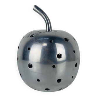 Aluminium apple sculpture, 1970s, candle holder