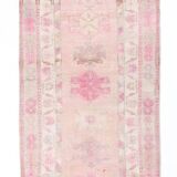 3x12 Soft Pink & Brown Turkish Runner Rug, 86x374CM