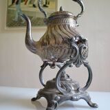 Art Nouveau teapot or samovar in silver-plated metal by goldsmith Victor Saglier