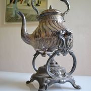 Art Nouveau teapot or samovar in silver-plated metal by goldsmith Victor Saglier