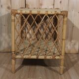 Petite table d'appoint rotin vintage