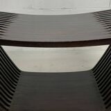 Post modern Dutch slatted wooden wavy curvy bench or  coffee table, 1970s