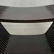 Banc ou table basse à lattes en bois ondulé et courbé, style néerlandais post-moderne, années 1970