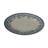 Serving dish in earthenware hamage, st amand model volubilis, blue bindweed on white earthenware, art deco