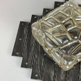 60's 70's Brutalist Wall Lamp Iron & Glass Wall Sconce